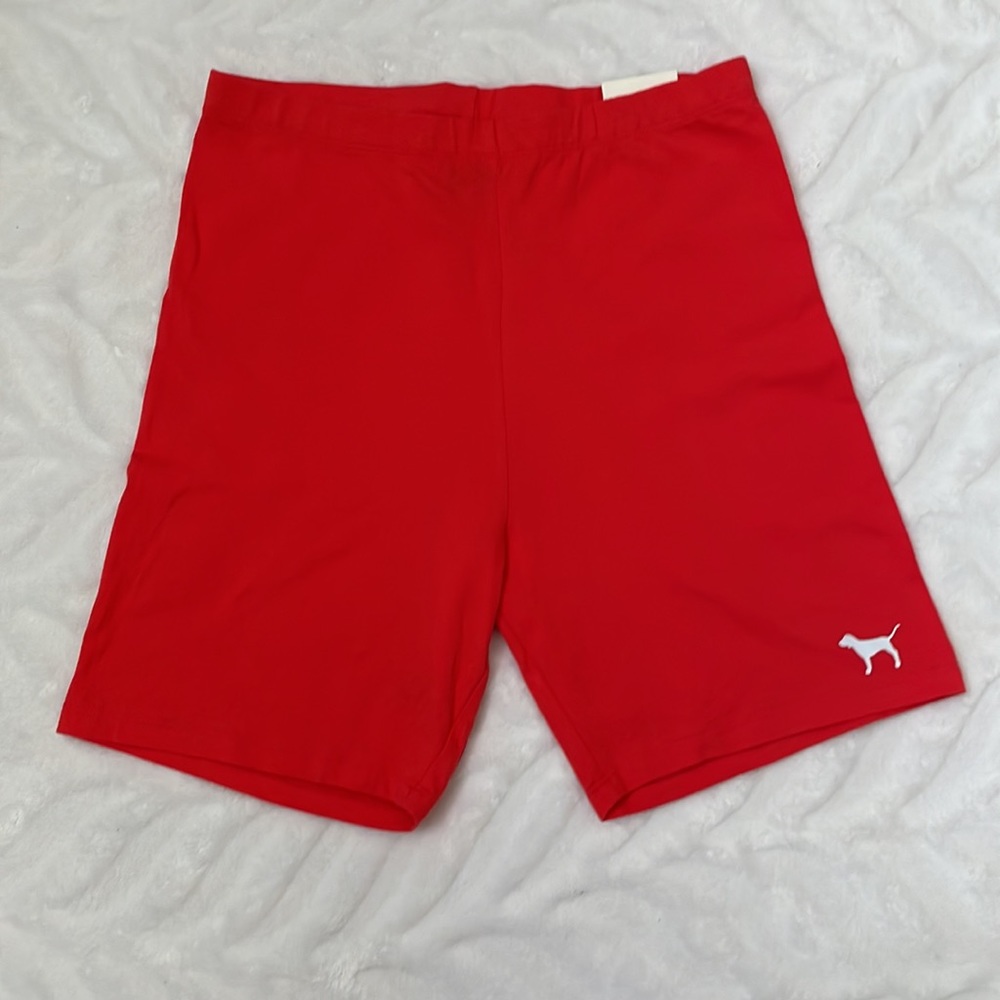 2 Pink, size M, High Waist Bike/Yoga Short.  One is Orange, and one is Eggplant. - Picture 2 of 8